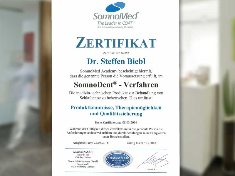 Zertifikat Dr. Steffen Biebl