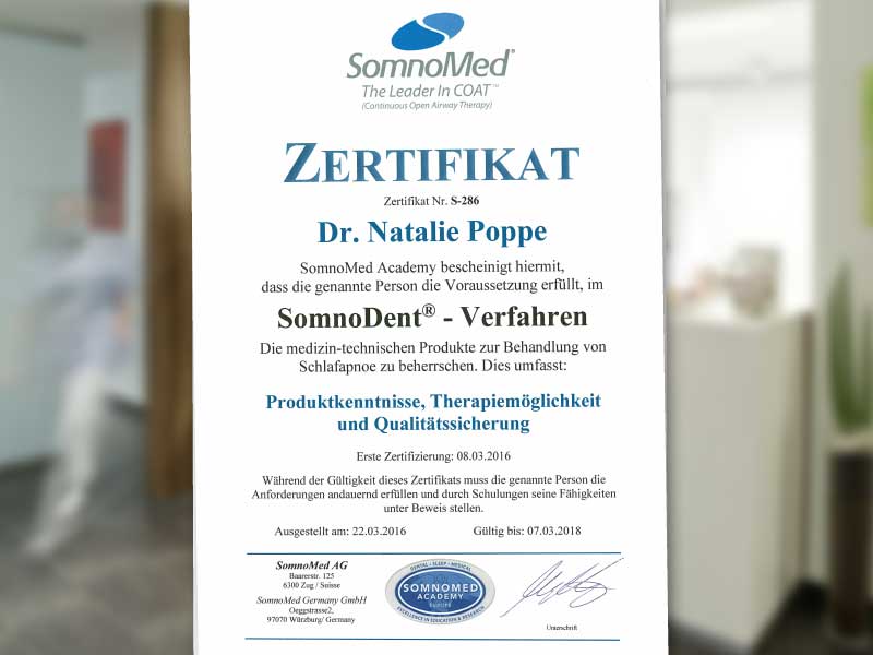 Zertifikat Dr. Natalie Poppe